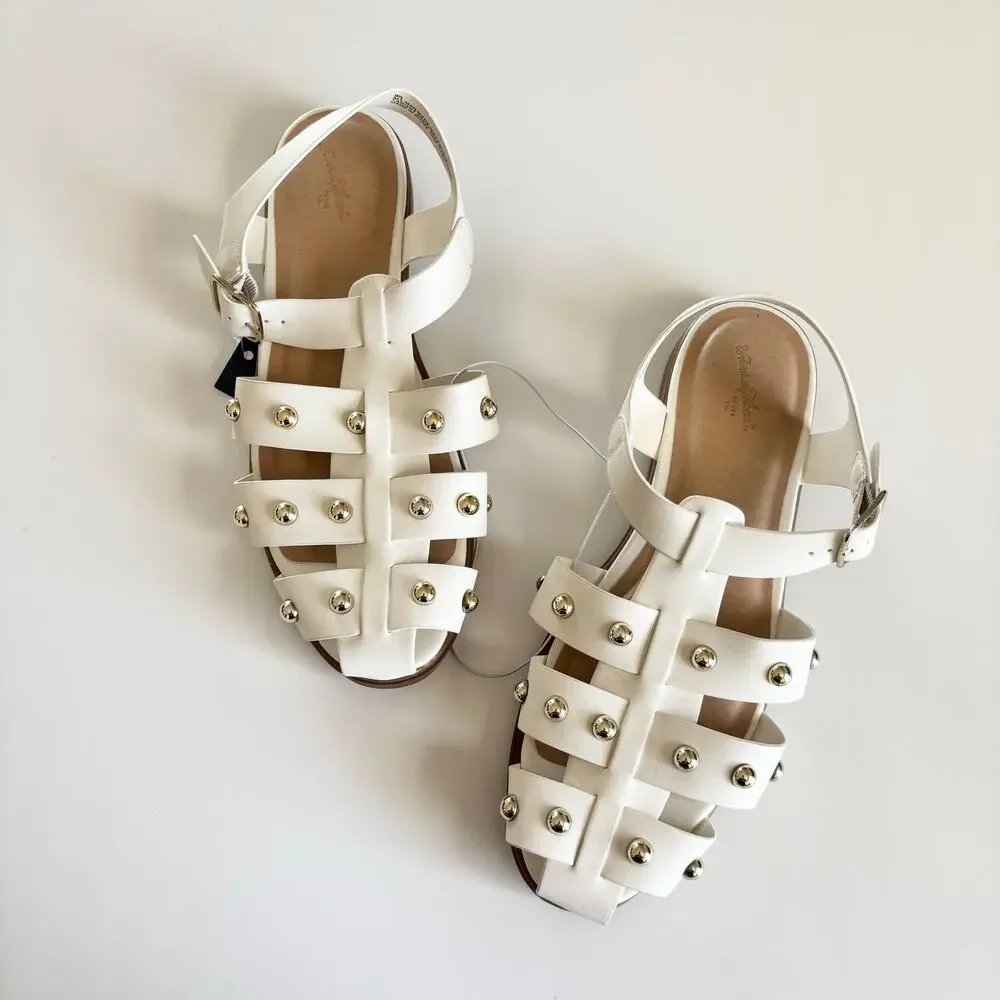 Universal Thread Winnie White Studded Strappy Fisherman Sandals Women’s 9.5 NEW